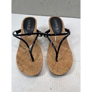 Lauren Ralph Lauren Womens Rula Cork Wedge Sandals Thongs Shoes Size 7.5